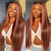 Highlight Ginger Orange HD Transparent Lace Front Wigs Human Hair Pre Plucked with Baby Hair Brazilian Remy Straight Frontal Wig Piano Color 150% Density diva1