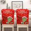 Coprisedie Buon Natale Green Monster Cover Decorazioni per la casa Ornamenti natalizi Navidad Party Supplies Felice anno