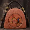 Evening Bags YourSeason Female Casual Hand Painted Floral Shoulder 2022 Cow Leather Women Tote Retro Handmade Handbag