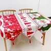 Christmas Table Runner Polyester Cotton Fabric Dining Tables Wedding Party Snow Man Elk Floral Soft Tablecloth Decoration Gift