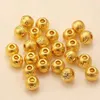 Cuentas 1 Uds. Colgante de oro amarillo de 24 quilates/para mujeres hombres bebé 6mm/8mm/10mm/12mm Lucky 3D transferencia dura tallado regalo DIY