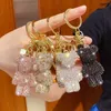 5pcs Rhinestone Diamond chain Fancy Strass Leather Bear Animal Car Key Chain Bag Pendant Llaveros Para Mujer Gift 1008