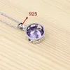 Halsbandörhängen Set 925 Sterling Silver Jewelry Purple Cubic Zirconia Bridal For Women Earring/Pendant/Necklace/Ring Mode