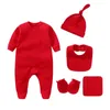 Kledingsets Solid pyjama 35pcs geboren katoen romper unisex babymeisje kleren jumpsuit lente boy ropa herfst 221007