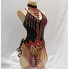 Stage Wear Blaze Sequins Bodysuit Swimsuit Latin Women Belly Dance Costumes Set Dancer One-Piece Outfit Costume Performance Clothes