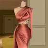 One Shoulder Fashion Evening Dress Mermaid Women Long Sleeves Prom Beads Elegant Party Gown Split Robes De Soiree