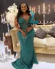 2022アラビア語aso ebi green mermaid promドレスビーズクリスタルレースイブニングパーティーセカンドレセプション誕生日婚約花嫁介添人ガウンドレスzj322