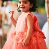 Girl Dresses Formal Water Melon Tulle Ruffles Flower For Wedding Tiers Princess Gown First Communion Pageant Kids Birthday Party