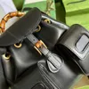 10a Top -Tier -Spiegelqualität kleiner Bambus -Rucksack Designer Frauen echte Lederklappe Tasche 22 cm Griff Schwarz Geldbeutel Handtasche Klassische Doppel