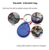 Etiqueta 125Khz Proximidad Color azul Tarjeta RFID Keyfobs Key Fob TK4100 EM4100 Control de acceso Tarjeta inteligente con número de identificación Imprimir