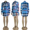 K7144 NYA DESIGNPRINT BLOUSES FￖR KVINNOR H￶sten l￥ng￤rmad Cardigan -knappar Casual Lapel With Belt Thin Slim Shirts Dress