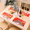 Tovagliette natalizie da cucina Tovagliette da tavola Antiscivolo Lavabili Resistenti al calore Babbo Natale Renna Pupazzo di neve XBJK2210