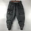 Heren jeans owen seak mannen casual lading harem broek hiphop hiphop lengte herenkleding denim zweetwedstrijd lente herfst groot formaat