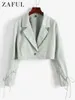 Damenanzüge ZAFUL Frauen 2022 Mode One Button Tie Cropped Blazer Jacke Vintage Langarm Weibliche Oberbekleidung Chic Veste Büroarbeit Anzug