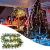 Flores decorativas 27 m Green Christmas Garland LED Rattan Artificial Xmas Tree Banner Decoración Coraza