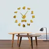 壁の時計マルタ犬シルエットミラーアートステッカーペットホーム装飾DIYビッグクロックライオンオーナーギフト