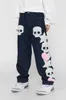 Mens Jeans Vintage Pocket Skull Embroidery Straight Cargo Pants Men And Women Oversize Trousers Harajuku Streetwear Denim 221007