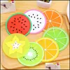 Mats Pads 6 Styles Fruit Sile Coaster Mats Padr￣o Colorf Cup de copo redondo portador