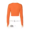 Women's Knits Tees Hugcitar Orange Long Sleeve Feather Knit Buttons Cardigan Sexy Crop Top Sweater Autumn Women Korean Party Y2K Halloween Clothes 221007