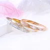 Delicate Square Cubic Zirconia Shell Charm Bangles Bracelets for Women Stainless Steel Gold Color Bangle Jewelry