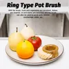 Table Mats Multifunctional Bamboo Dish Brush With Ring Shaped Handle Fruit Vegetable Cleaning For Kitchen Dishes Pan Pot Intensely