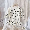 Baby & Kids Clothing Girl's Dresses Winter Fashion Sweet Cute Plush Warm A-line Black Skirt With Ruffles For Children Clothes Dobby