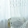 Gordijn eenvoudig geometrisch wit scherm raam borduurwerk op maat voor woonkamer slaapkamer