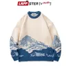 Męskie swetry Lappster-youth mężczyźni harajuku moutain zimowy pullover męski mens koreańskie koreańskie sweter kobiety vintage ubrania 221007