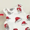 Pagliaccetti Il mio primo Natale Neonato Bianco Pagliaccetto senza maniche Santa Print Outfit Baby Casual Tuta Abbigliamento Regalo di Natale J220922