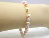 Bangle Qingmos Fashion Natural Freshwater Pearl-armband voor vrouw met 7-8 mm roze en paars 7,5 "sieraden BRA104