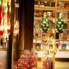 Noel Dekorasyonları 2022 Noel Baba Led Emme Kupası Mağazası Pencere Asma Işıkları Parti Dekorasyonu Xmas Festival