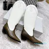 Contraste Padrão de crocodilo de contraste Botas ocidentais de barril médio Botas de joelho de joelho Fashion Cowboy Booties Slip-On Women Luxury Designers Shoes