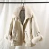 Veste d'hiver en fourrure pour femme Parka courte pour femme Col naturel Doublure Rex Manteau ample Ins Fashion Real