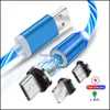 Dekorative Objekte Figuren 3 in1 Magnetischer Strom Leuchtende Beleuchtung Aufladen Mobiltelefon Cle USB C LED Micro Typ Drop Lieferung 2 DHA8K