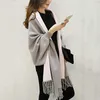 Berets Women Fashion Solid Tassel Scarf Retro Double Sided Long Sleeve Shawl Loose Atmosphere Simple Temperament