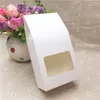 50pcs Kraft Paper PartyWedding Gift CakeChocolatesCandy Packing Bags Stand Up Food Clear PVC window Seal boxes