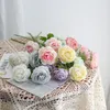 Flores decorativas de melhor grau Western Rose European Core 3 Peony Imitação Fabricantes de flores Decoração em casa Parede de casamento Plástico falso