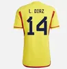 2022 Colombia Home Mens voetbaltruien Fans speler weg voetbal shirt falcao James Cuadrado nationale team mannen sportkleding kinderen kits camiseta de futbol maillot s-2xl