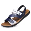 Sandals 2022 Summer Men PU Leather Male Beach Shoes Casual Mixed Color Breathable Mans Footwear Antiskid Fashion