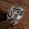 Cluster Rings Real Silver Personalized Hollow Dragon Open Ring Men Women S925 Sterling Thai Retro Trendy Jewerly