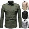 Men's Casual Shirts Fashion Men's Tooling Jacket Epaulette Pocket Mountaineering Outdoor Sports Classic Solid Color Denim Shirt