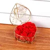 Decoratieve bloemen 6 pc's/Set Rose Soap Flower Gift Box Gold-Pated Iron Basket Artificial Roses Creative Valentine's Day Wedding Geur