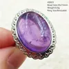 Cluster Rings Natural Purple Amethyst Quartz Adjustable Ring Woman Men 20x15mm Jewelry Clear Oval Bead 925 Silver Fashion