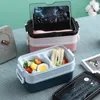 Dinnerware Sets Microwave Lunch Box Bag Double-layer Bento Heating Container Kids School Office Storage