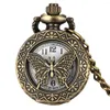 Montres de poche Bronze rétro Mini petite montre garçons fille Quartz pendentif horloge classique chiffre arabe cadran pratique Fob chaîne objets de collection