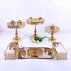 Festliga leveranser 6-10 st Crystal Cake Stand Set Metal Mirror Cupcake Decorations Dessert Pedestal Wedding Party Display Tray