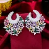 Brincos Godki Famoso Luxo Alta Jóias Flor Grinalda Brinco Para Mulheres Acessórios Completo Zircão Pendientes Mujer Moda4342796