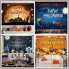 Decorazione per feste Boho Wicked Magic Castle Fantasma Tappeto da parete Decor Diavolo Copriletto Cuscino Halloween Zucca Lanterna Arazzo Tapiz