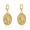 Backs kolczyki Vintage Virgin Mary Clip Gold and Silver Color European American Statues Biżuteria religijna