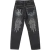 Men's Jeans Street Dance Hip Hop Jeans Men Clothing Washed Loose Straight Board Denim Pants Wings Embroidery Printed Jeans Plus Size 3046 221008